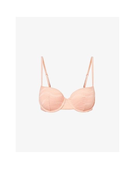 Calvin Klein Pink Abstract-lace Stretch-lace Balconette Bra