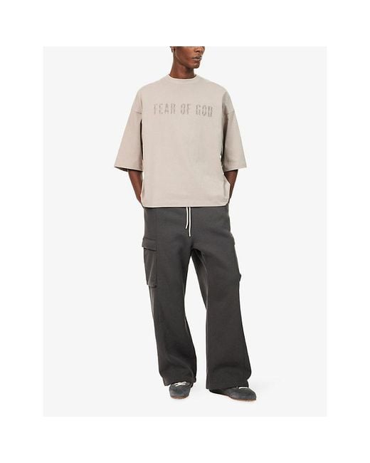 Fear Of God Gray Cargo Patch-Pocket Cotton-Jersey Jogging Bottoms for men
