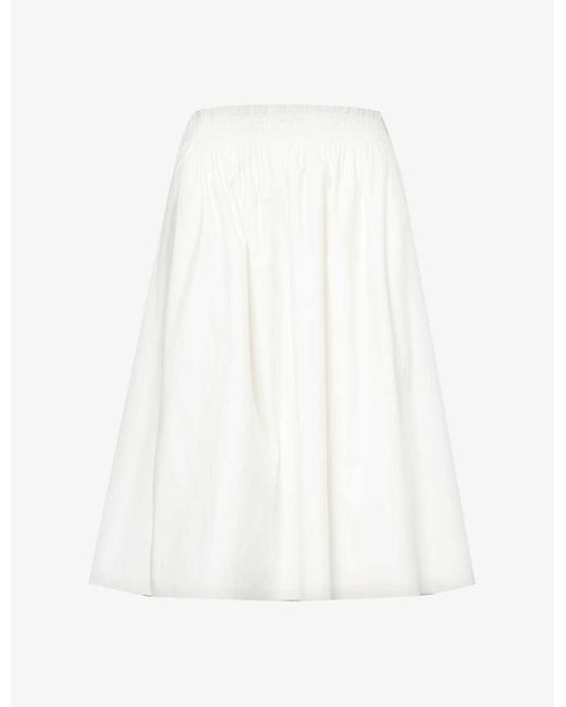 Reformation White Dove High-rise Stretch Organic-cotton Midi Skirt