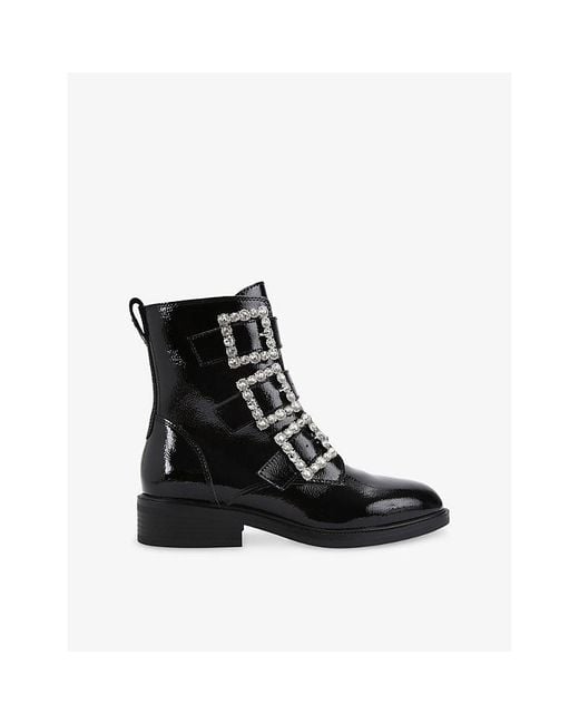 KG by Kurt Geiger Black Tisha Buckle Patent-Leather Ankle Boots