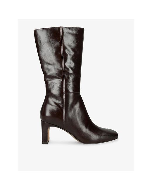 Dolce Vita Black Riggs Patent-Leather Heeled Mid-Calf Boots