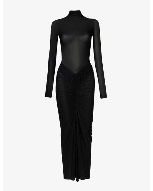 Alaïa Black High-neck Slim-fit Stretch-woven Maxi Dress