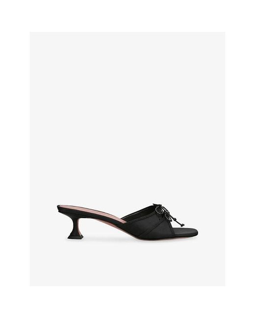 AMINA MUADDI Black Eleonora 45 Satin Heeled Mules
