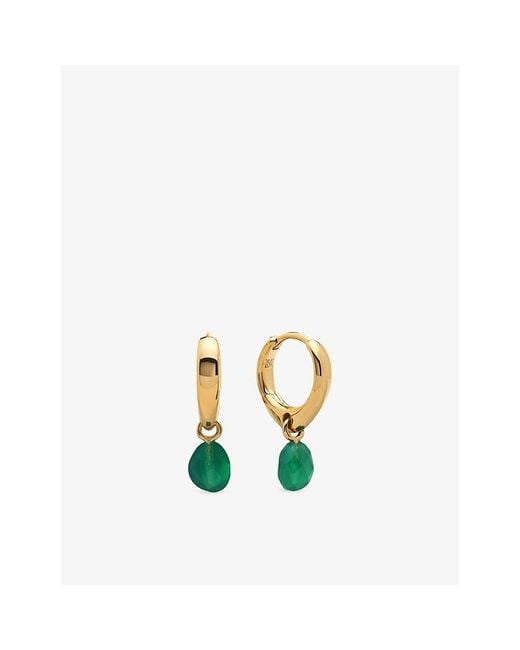 Monica Vinader Green Nura 18Ct Vermeil And Onyx Drop Huggies