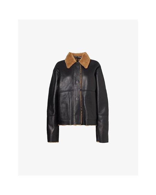 Kassl Spreadcollar Relaxedfit Leather Jacket in Black Lyst