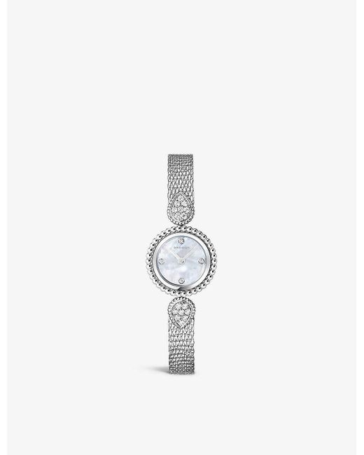 Boucheron White Wa015704 Serpent Bohème Stainless-steel, 0.6ct Diamond And Mother-of-pearl Watch
