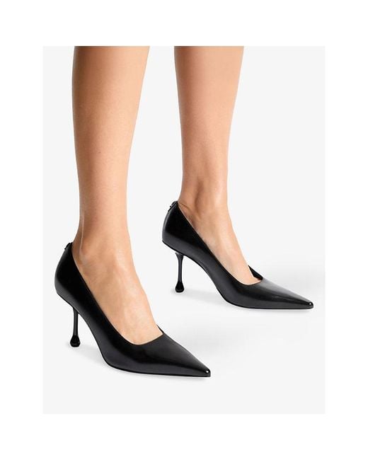 Jimmy Choo Black Ixia 80 Logo-Embellished Leather Heeled Courts