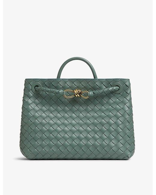 Bottega Veneta Green Andiamo Medium Leather Top-handle Bag