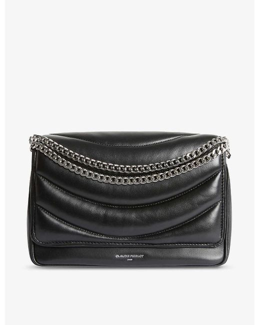 Claudie Pierlot Black Angeli Leather Shoulder Bag
