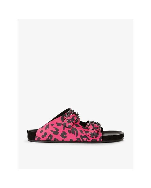 The Kooples Red Leopard-print Leather Sandals