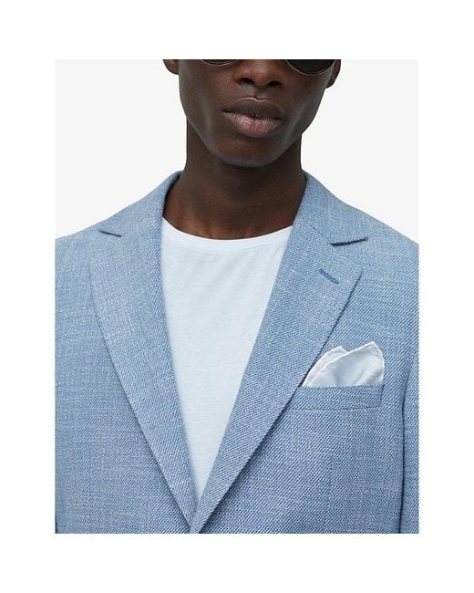 Reiss Blue Liam Polka-Dot Silk Pocket Square for men