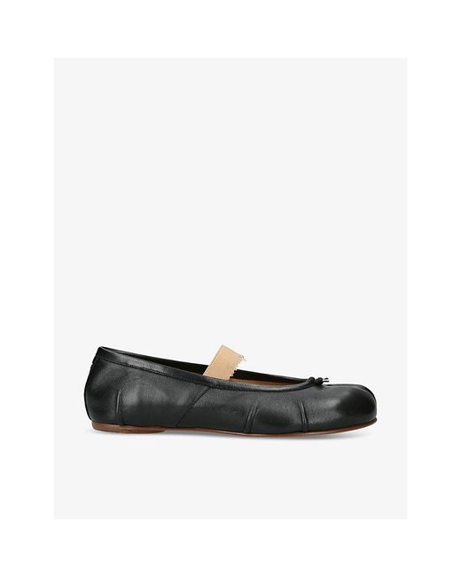 Maison Margiela Black Tabi Split-Toe Leather Ballet Flats