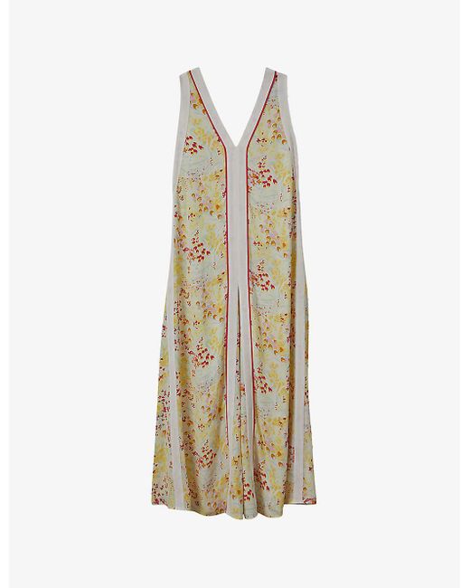 Reiss White Eliza Floral-print Woven Maxi Dress