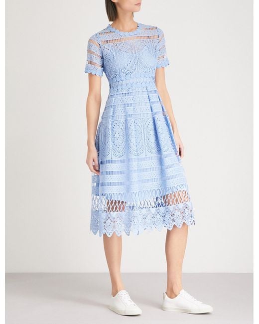 Maje Blue Embroidered Lace Dress