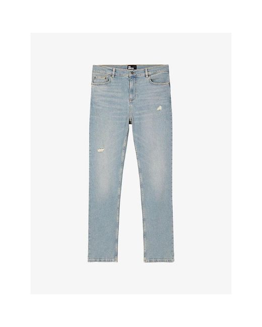 The Kooples Blue Distressed Slim-Fit Stretch-Denim Jeans for men