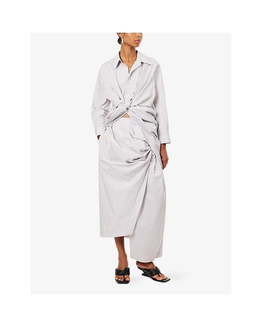 Issey Miyake White Twisted Drape Cotton-Blend Shirt