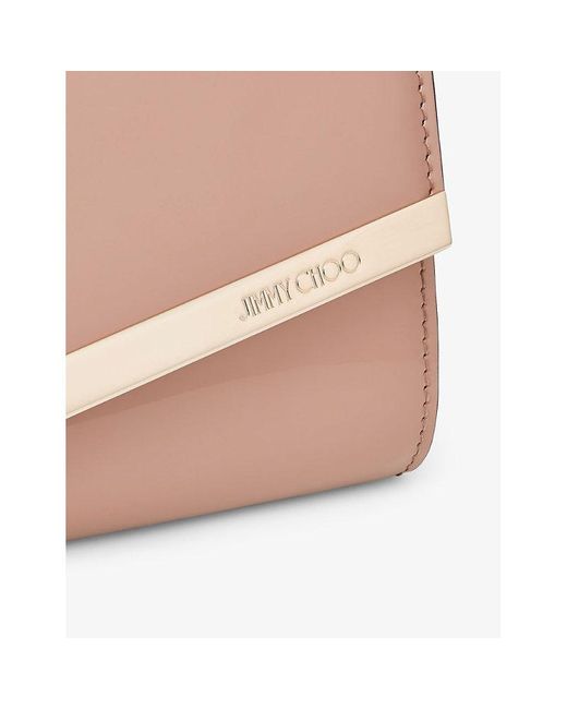 Jimmy Choo Pink Emmie Logo-Engraved Patent-Leather Clutch