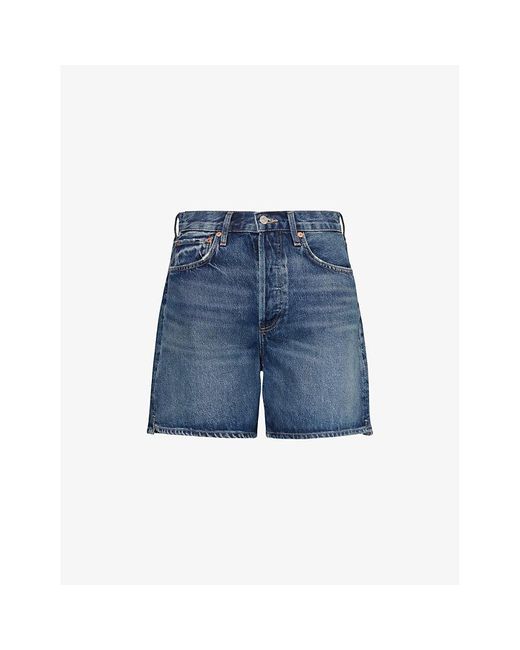 Citizens of Humanity Blue Marlow High-rise Recycled-denim Shorts