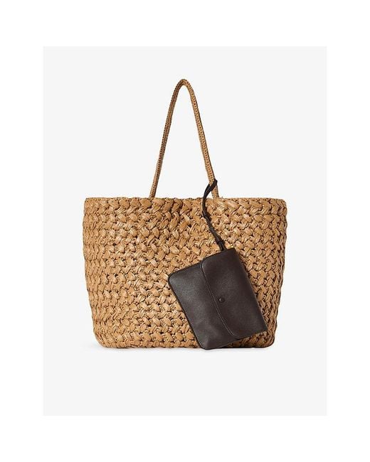 The Row Brown Estelle Large Woven Tote Bag