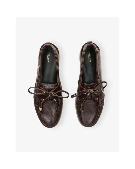 Golden Goose Deluxe Brand Brown Logo-Embossed Leather Boat Shoes for men