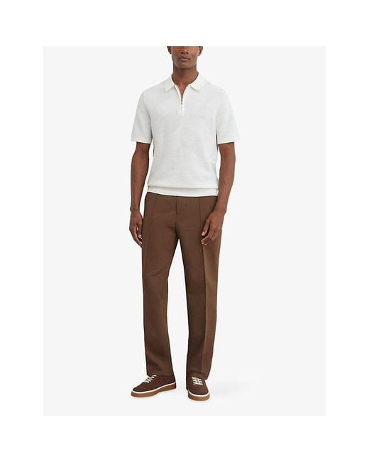 Reiss White Leigham Short-Sleeved Cotton-Blend Polo Shirt for men