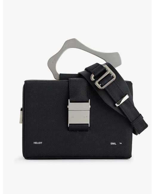 HELIOT EMIL Black Solely Silver-toned Hardware Woven Cross-body Bag for men