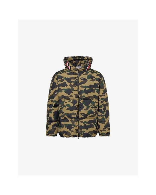 A Bathing Ape Green 1St Camouflage-Print Padded Shell-Down Jacket for men