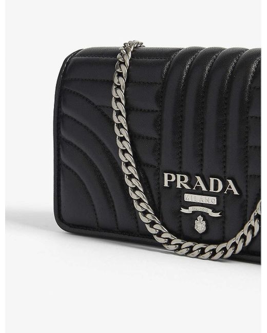 Prada Quilted Leather Wallet-on-chain in Black Silver (Black) - Lyst