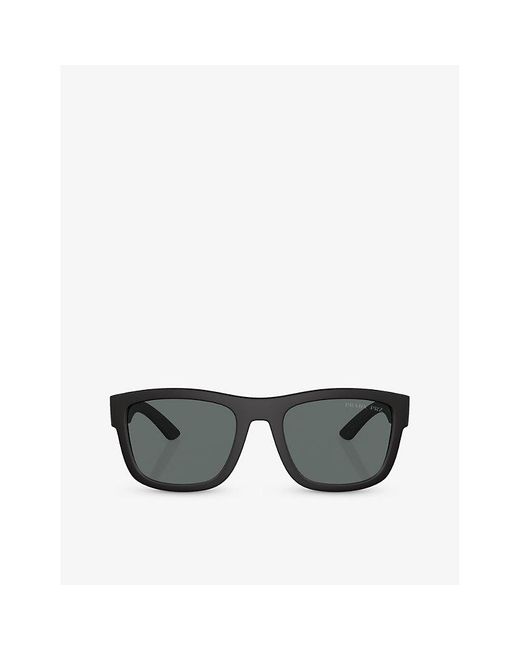 Prada Linea Rossa Black Ps 01zs Pillow-frame Nylon Sunglasses