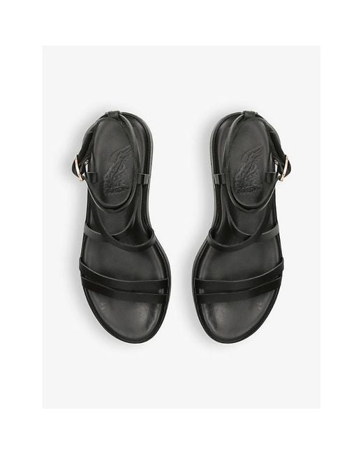 Ancient Greek Sandals Black Aristea Platform Leather Sandals