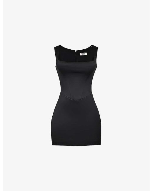 House Of Cb Black Enya Fitted Woven Mini Dres