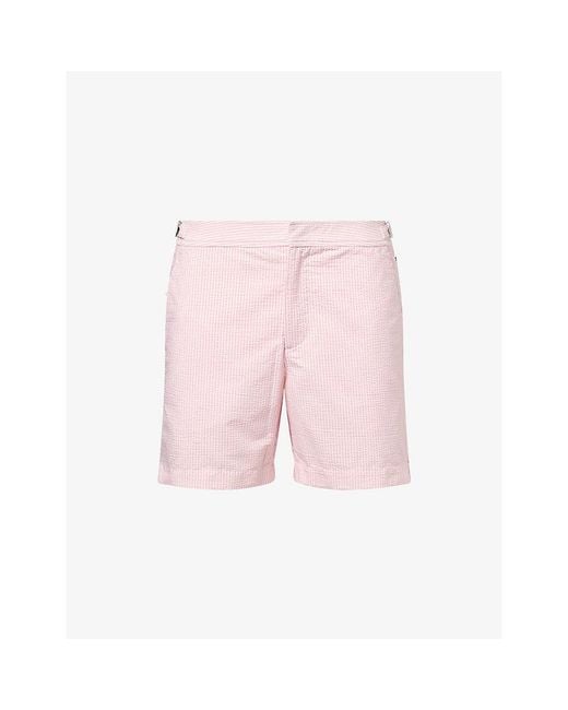 Orlebar Brown Pink Bulldog Seersucker Stripe Swim Shorts for men