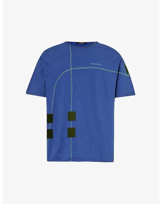 A_COLD_WALL* Blue Intersect Logo-embroidered Cotton-jersey T-shirt for men