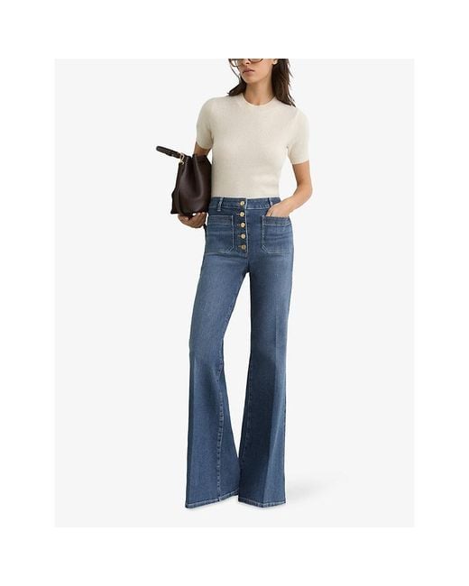 Reiss Blue Cali Flared Stretch-Denim Jeans