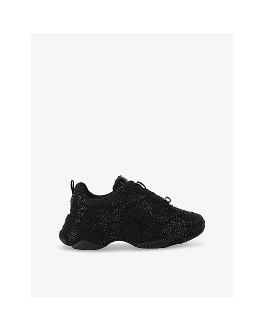 KG by Kurt Geiger Black Luster Crystal-Embellished Woven Low-Top Trainers