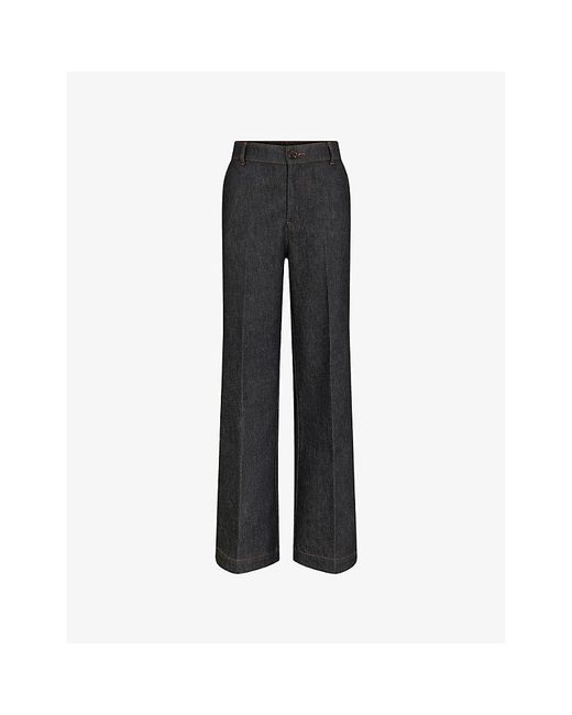 Soeur Black California Wide-Leg Stretch-Denim Jeans