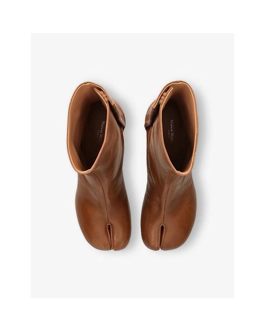 Maison Margiela Brown Tabi Leather Heeled Ankle Boots