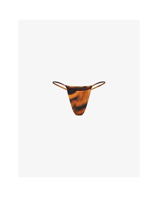 Skims White Roberto Cavalli X Dipped String Printed Bikini Bottoms