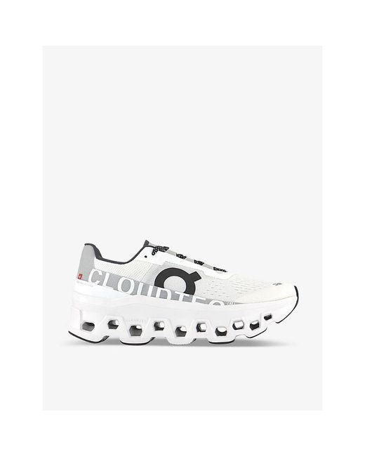 On Shoes White Cloudmonster Cushioned Mesh Low-top Trainers