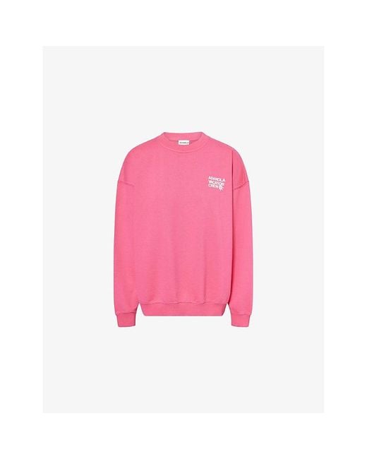ADANOLA Pink Vacation Oversized Cotton Sweatshirt