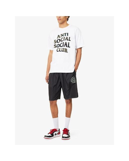 ANTI SOCIAL SOCIAL CLUB Black Logo-Embroidered Swim Shorts for men