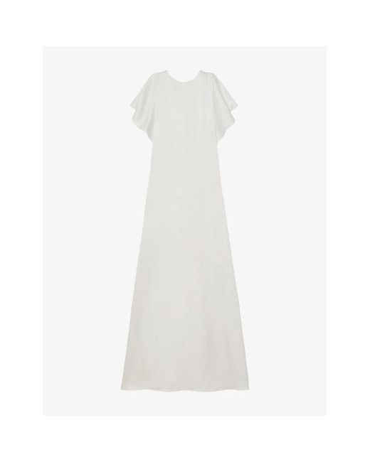 Reiss White X Atelier Brackley Draped Duchess Satin Maxi Dress