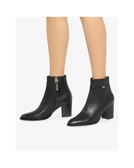 Dune Black Pagety Heeled Leather Ankle Boots