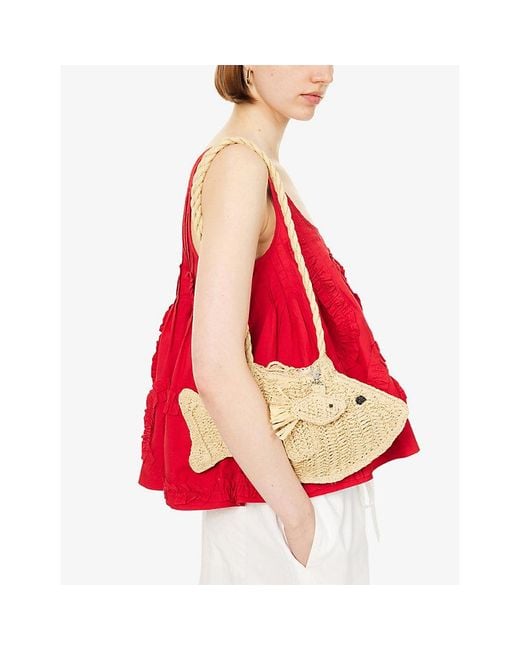 Damson Madder Metallic Raffia Fish Bag