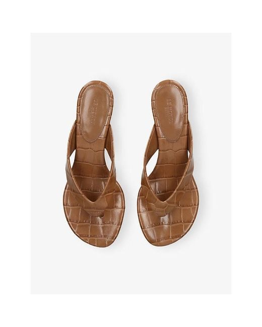 Le Monde Beryl Brown Micro Wedge Leather Wedge Sandals