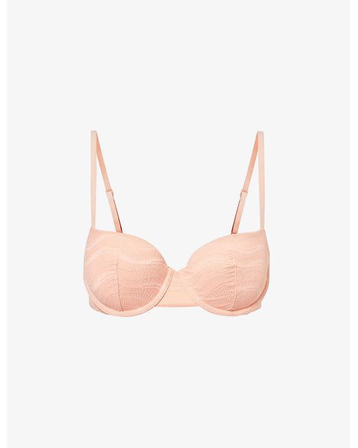 Calvin Klein Pink Abstract-lace Stretch-lace Balconette Bra