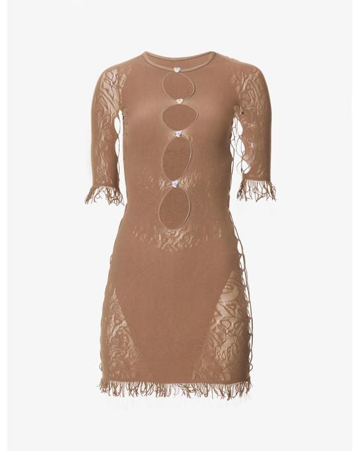 Poster Girl Miranda Lacepanel Cutout Mini Dress in Coffee (Brown) Lyst