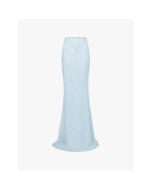HYPHEN Blue Polkadot-Print Sheer Maxi Skirt