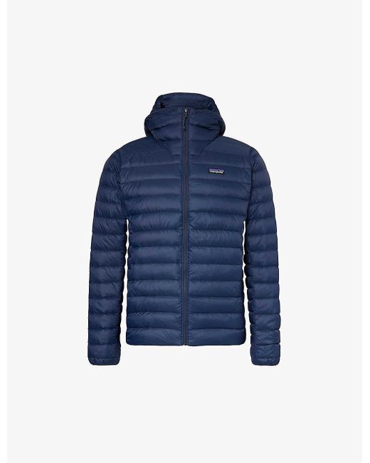 Patagonia Blue Padded Recycled Shell-down Hooded Jacket for men