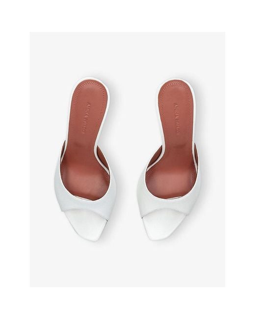 AMINA MUADDI White Alexa 95 Leather Heeled Mules
